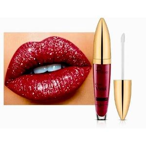 Long Lasting Diamond Shine Lipstick with Glitter Pearlescent Finish Lip Gloss